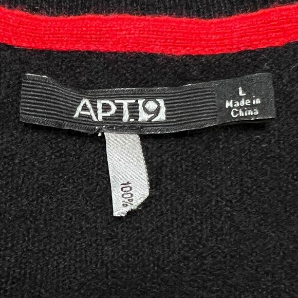 Cashmere Sweater Womens Large Apt 9 Cardigan Black Gray Argyle Preppy Academia - Picture 4 of 6